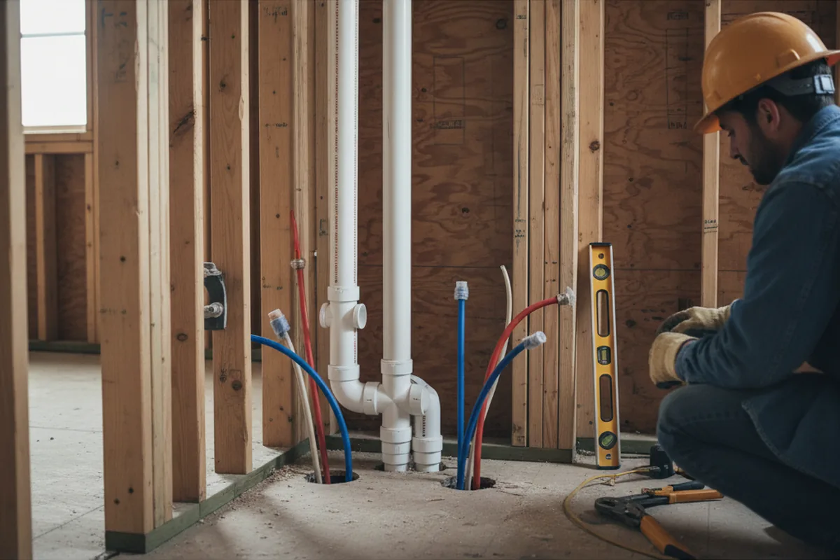 Drain and supply rough-in during Leak Detection in Walnut Creek